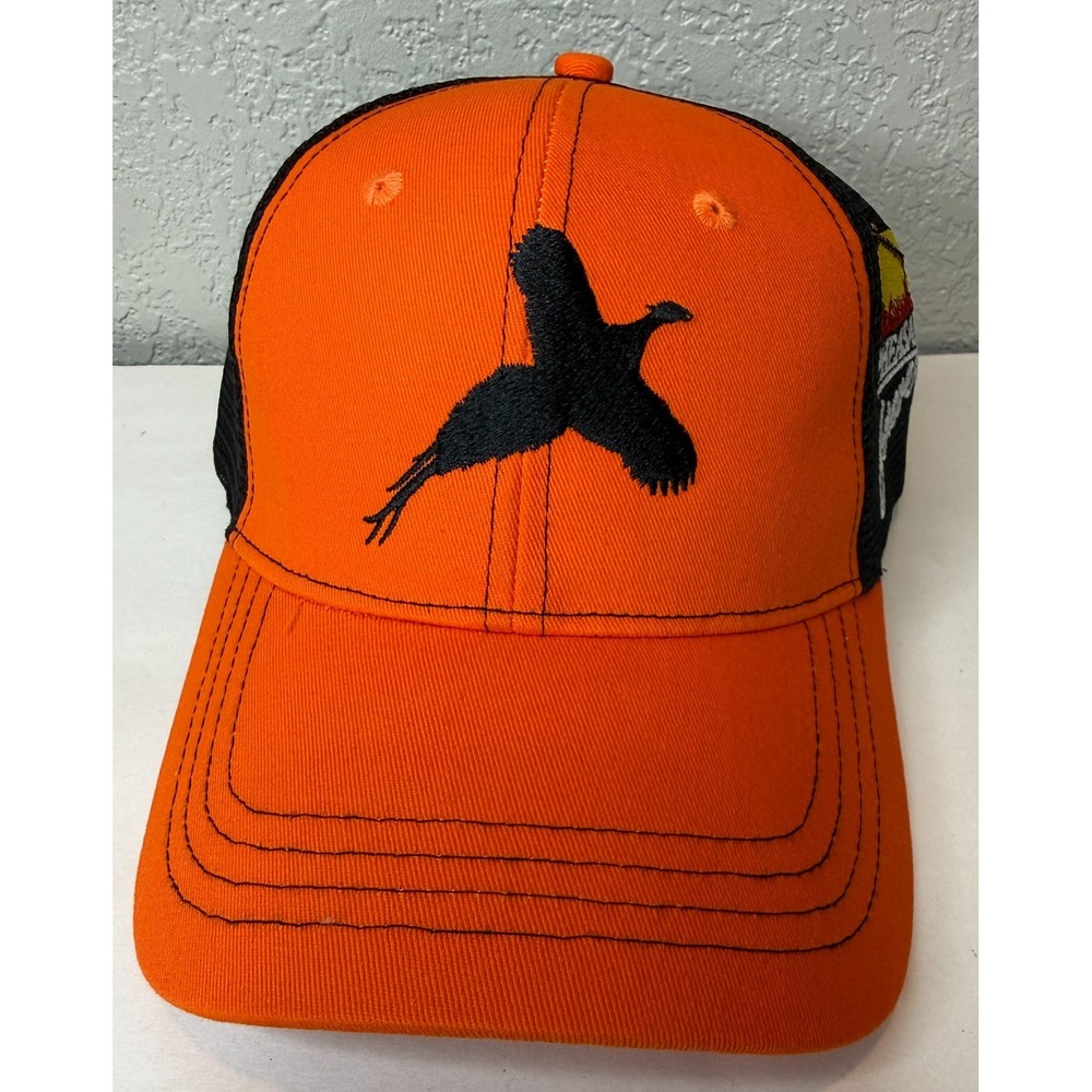Pheasants Forever Baseball Hat Cap Adjustable Orange Black Hunting Fishing JAGER